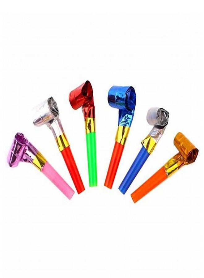 Pop The Party Plastic 6Pcs Musical Blow Outs|Party Horns Noisemakers Blowouts Whistles|Multicolor - Image 1